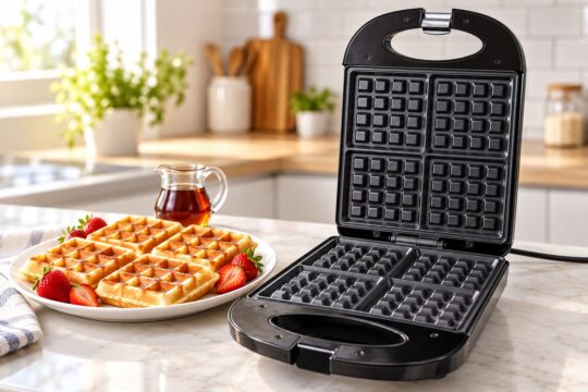 Wafflera Eléctrica Sokany 4 Waffles Cuadrados 1200W Antiadherente Máquina de Waffles Negra